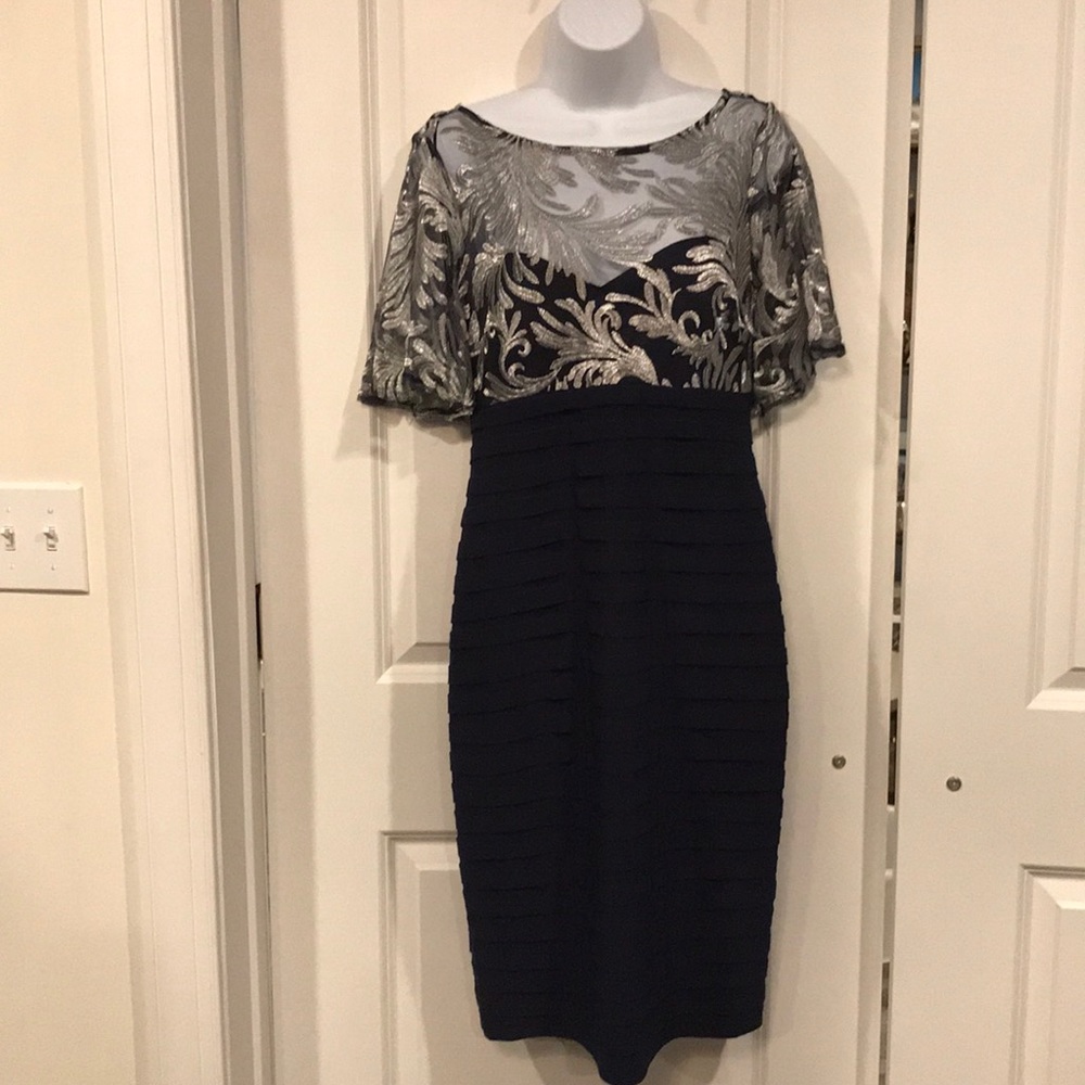 Beautiful Scarlet Silver & Navy Blue Dress